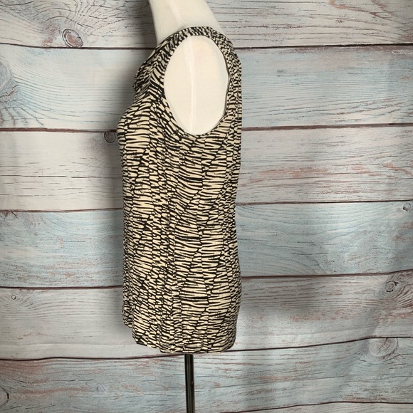 Tank top cowl neckline short sleeve tan and black - Picture 2 of 4